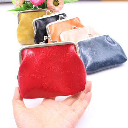 Women's Wax Leather Inch Short Small Clutch Coin Purses