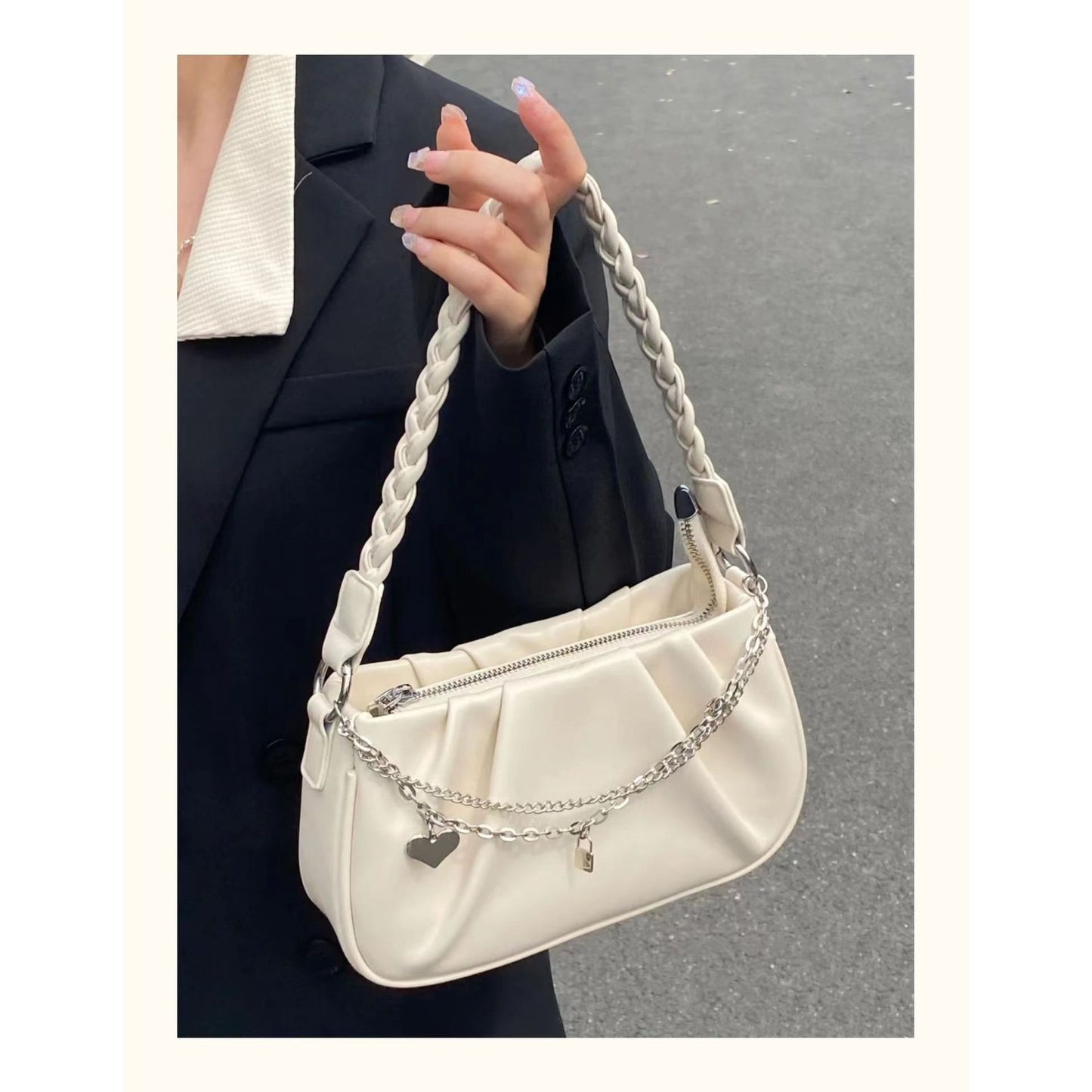 Women's Trendy Design Cloud Chain Pleated Underarm Shoulder Bags