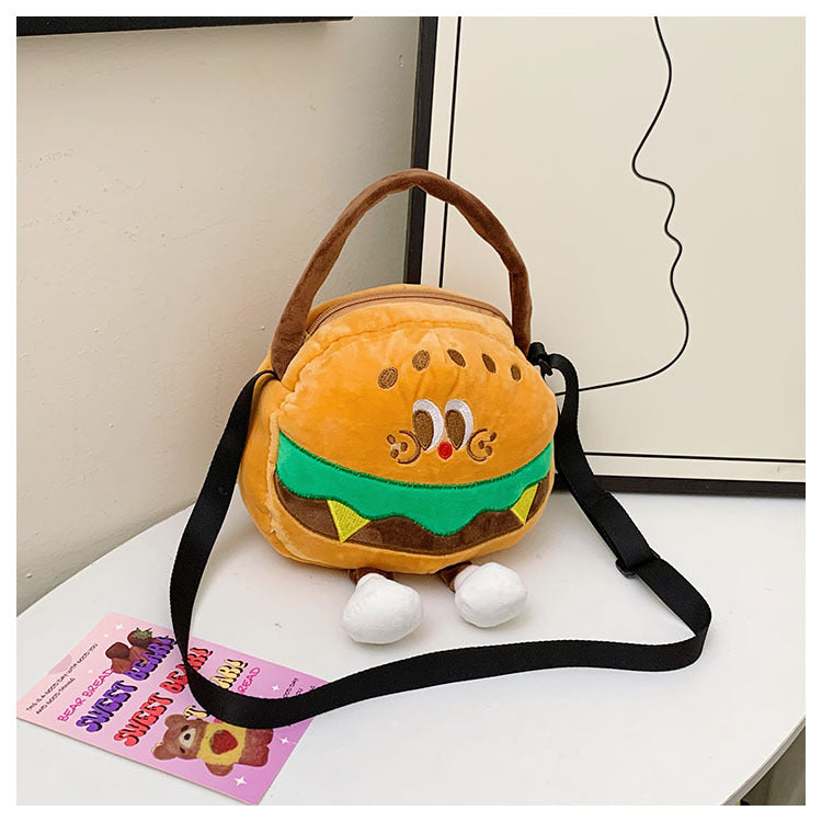 Women's Creative Cartoon French Fries Toy Plush Children's Shoulder Bags