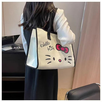 Women's Portable Cartoon Print Hello Kitty Large Shoulder Bags