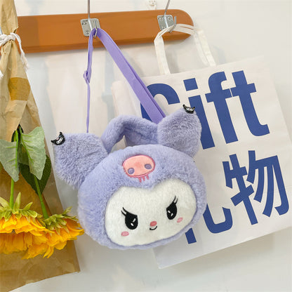 Children's Plush Female Sweet Furry Cartoon Portable Doll Cloth Shoulder Bags