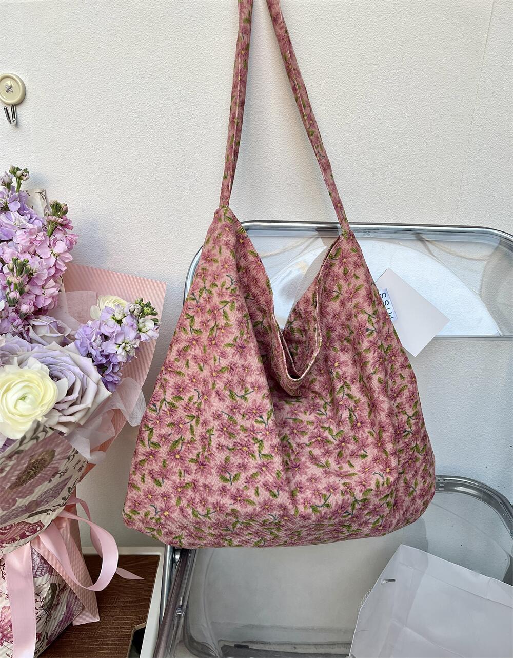 Leopard Print Floral Canvas Female White Shoulder Bags