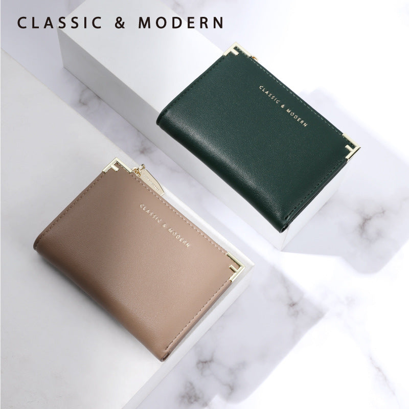 Short Female Korean Simple Two Fold Ladies Wallets