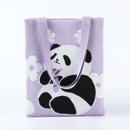 Sac fourre-tout en tricot tendance pour femme en forme de panda pour sacs à bandoulière