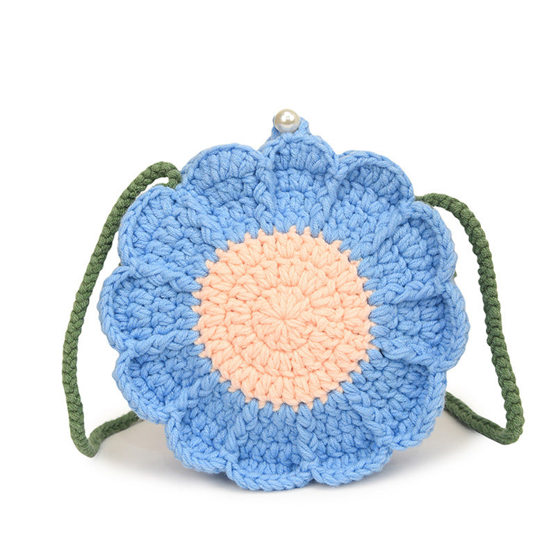 Women's Crocheted Fresh Sweet Contrast Color Cute Shoulder Bags