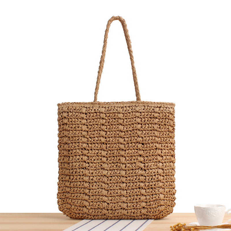 Straw Square Vertical Woven French Ethnic Shoulder Bags