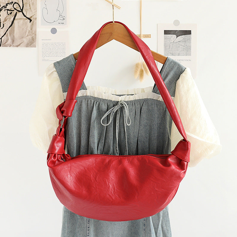 Style Retro Soft Leather Dumpling Croissant Crossbody Bags