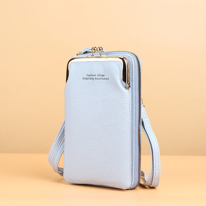 Mobile Pouch Vertical Zipper Fashion Litchi Bags