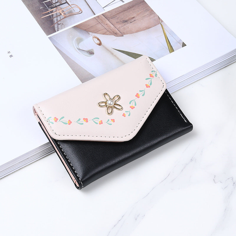 Small Female Short Print Fresh Three Ladies Wallets