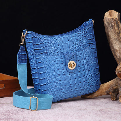 Women's Portable Retro Brahmin Crocodile Pattern Crossbody Bags