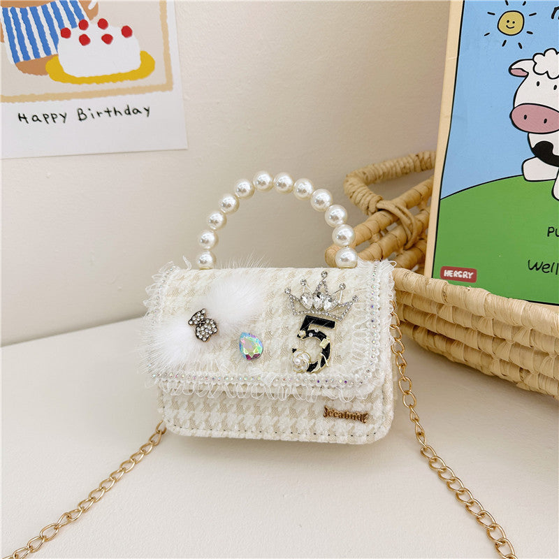 Fashion Autumn Pearl Cute Bow Mini Children's Shoulder Bags