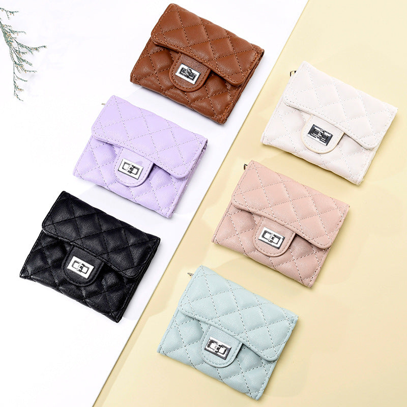 Women's Korean Rhombus Simple Multiple Slots Ladies Wallets