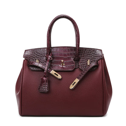 Women's Business Commute Fashion Crocodile Pattern Stitching Handbags