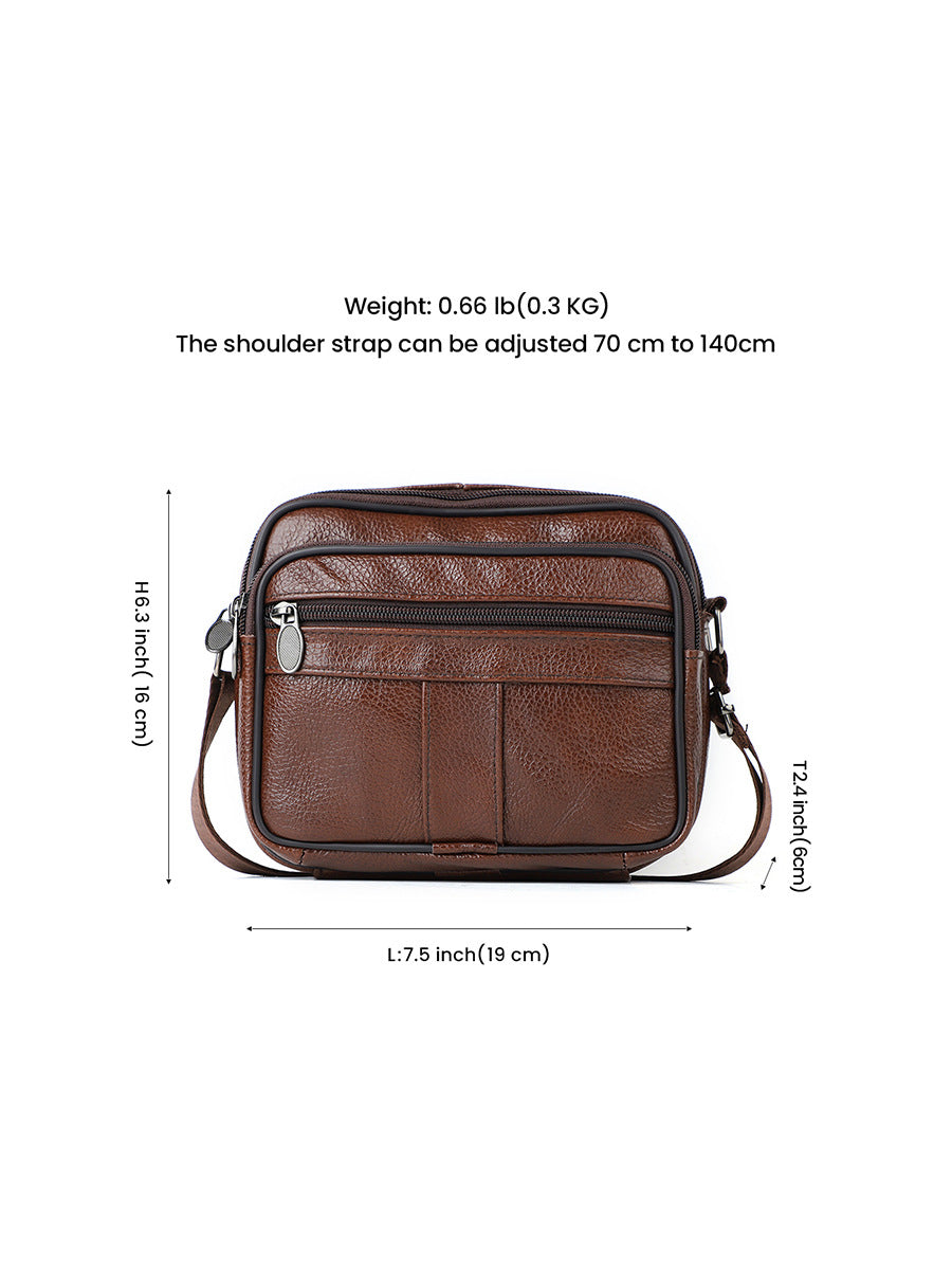 Men's Genuine Leather Litchi Pattern First Layer Bags