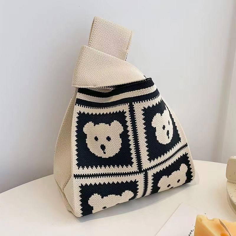 Sac fourre-tout fait main pour femme, joli sac tricoté polyvalent avec motif animal