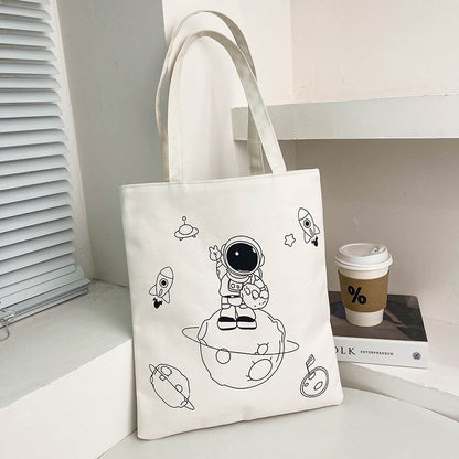 Women's Style Large Capacity Canvas Winter Cartoon Shoulder Bags