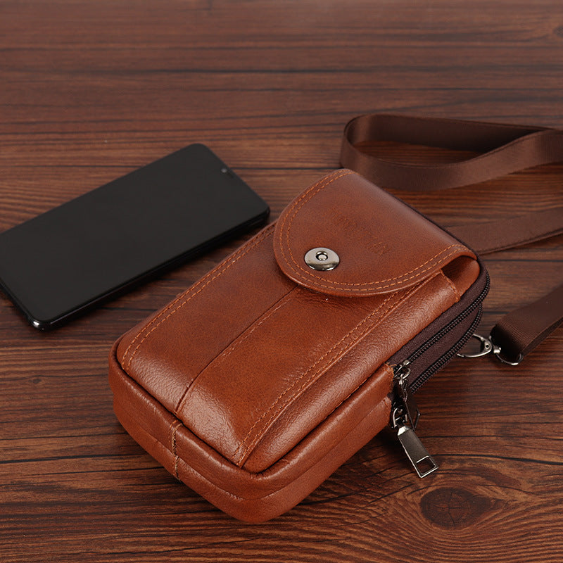 Men's Leather Pocket Multifunctional Mobile Vertical Pannier Phone Bags