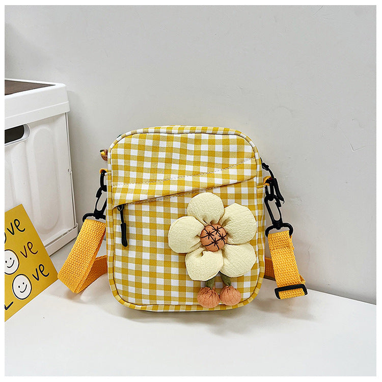 Women's Fashion Nylon Cute Rabbit Female Plaid Shoulder Bags