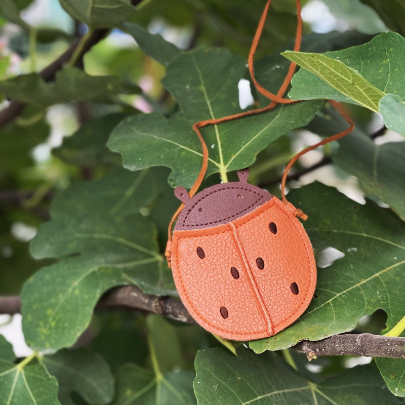 Porte-monnaie pour enfants en cuir souple à motif litchi