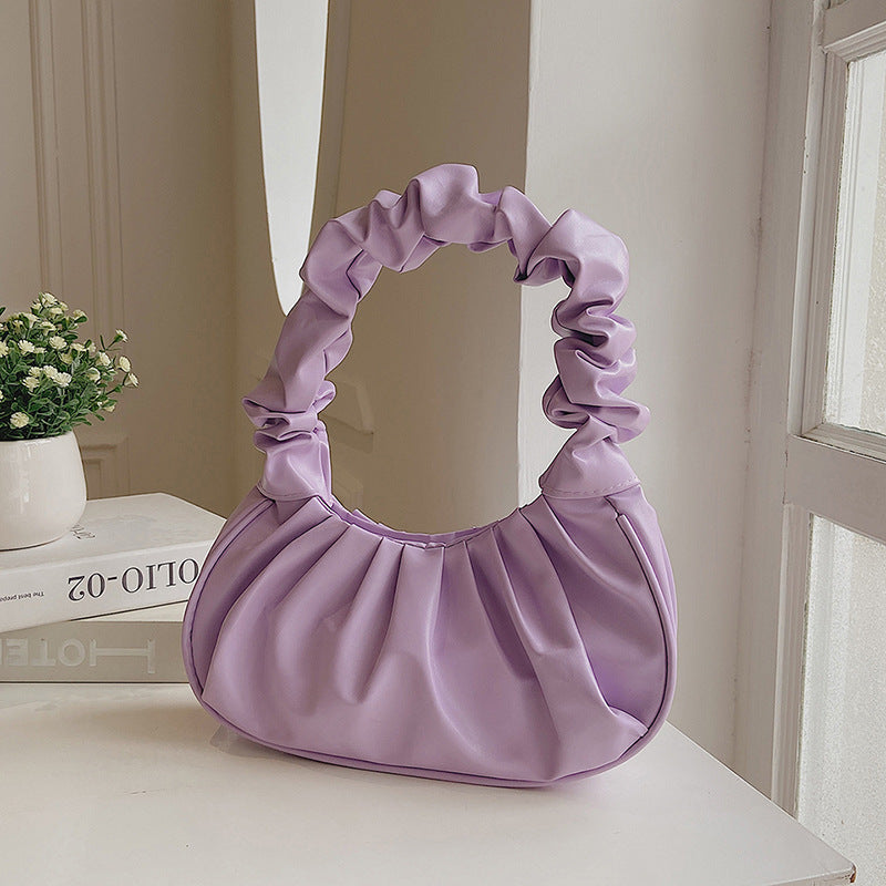 Women's Pleated Cloud Fresh Stylish Solid Color Large Handbags