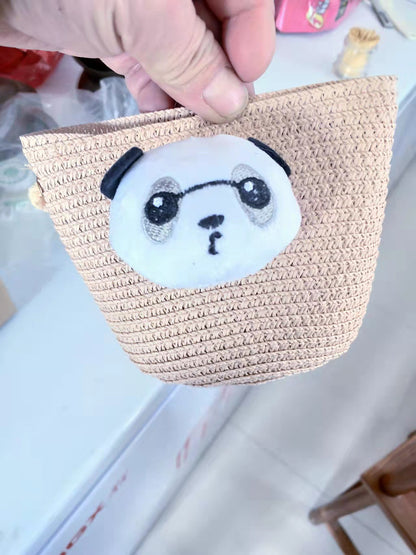 Sacs à bandoulière pour enfants en paille panda à la mode et populaire pour l'été