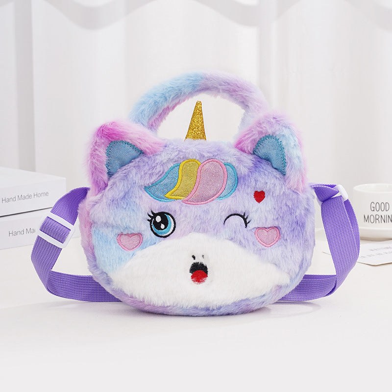 Sacs à bandoulière pour enfants en peluche avec motif de princesse et licorne mignonne