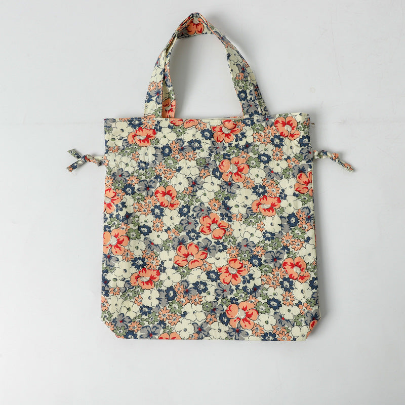 Floral Drawstring Printed Pocket Style Storage Shoulder Bags