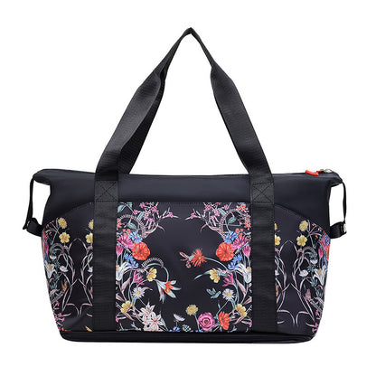 Women's Flowers Yoga Fitness Wet Dry Separation Buggy Shoulder Bags