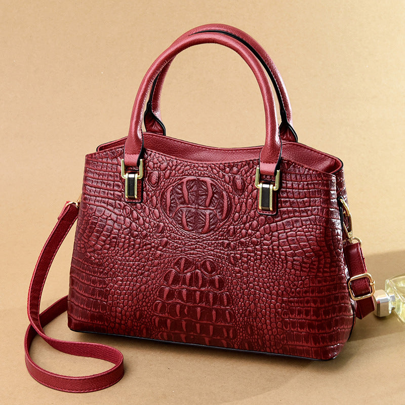 Women's Crocodile Pattern Fashion Large Capacity Handbags