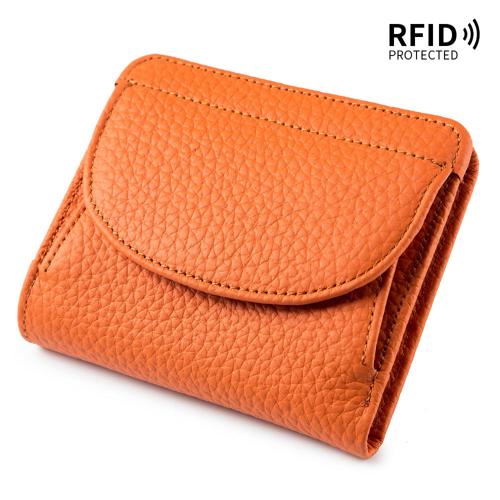 Women's Mini And Simple Style Folding Genuine Ladies Wallets