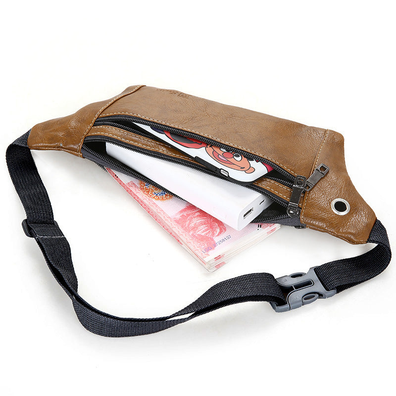 Men's Simple Solid Color Close-fitting Leisure Mobile Men's Waist Packs