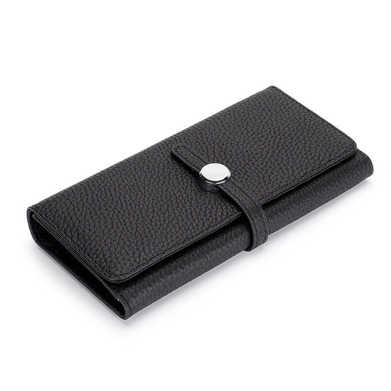 Women's Genuine Leather Folding Large Capacity Soft Ladies Wallets