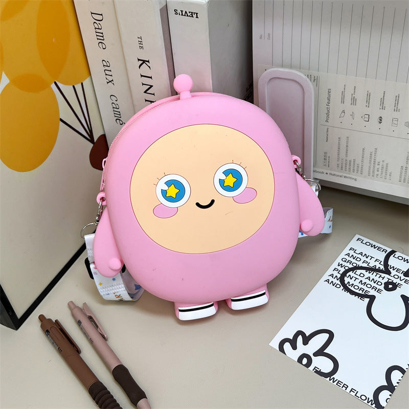 Poupée d'oeuf de dessin animé pour enfants en silicone mignon rangement porte-monnaie pour enfants