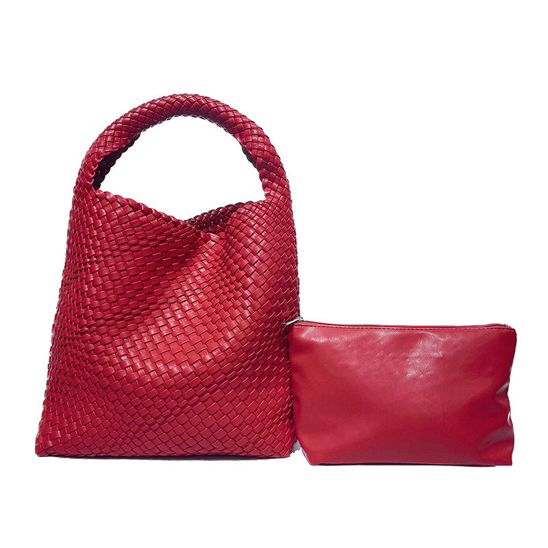 Women's Woven Large Capacity Vegetable Basket Shopping Shoulder Bags