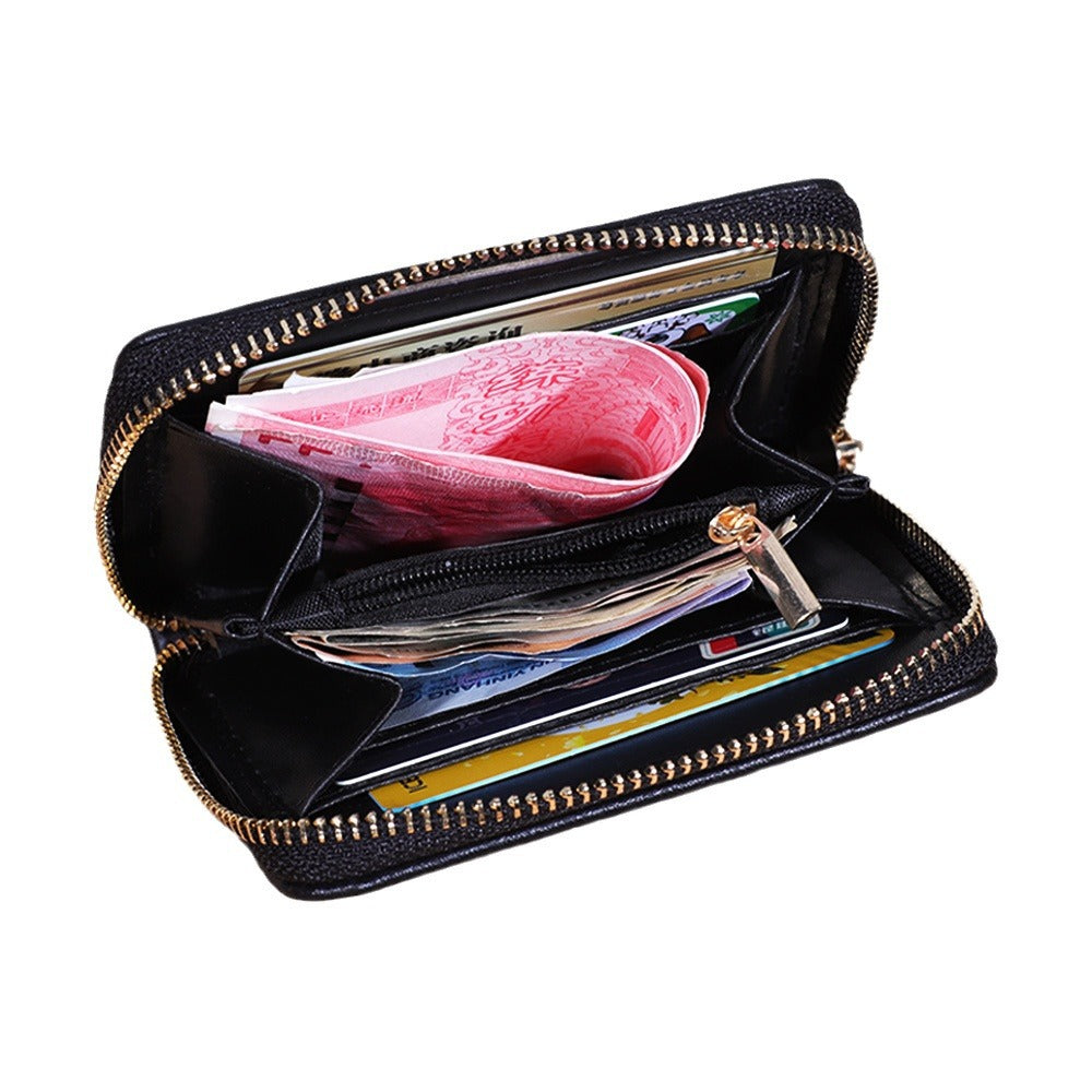 Women's Color Contrast Patchwork Single Zipper Multifunctional Large Capacity Ladies Wallets