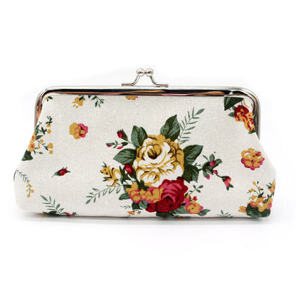 Women's Fabric Long Rose Canvas Printed Hand Ladies Wallets