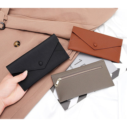 Women's Long Genuine Leather Soft Banknote Clip Ladies Wallets