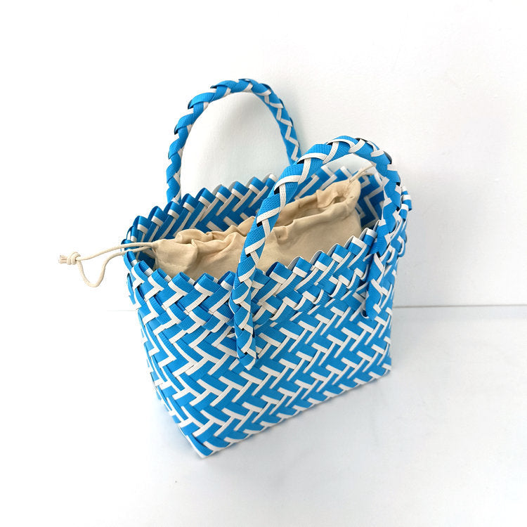 Women's Woven Color Matching Plastic Hand Gift Handbags