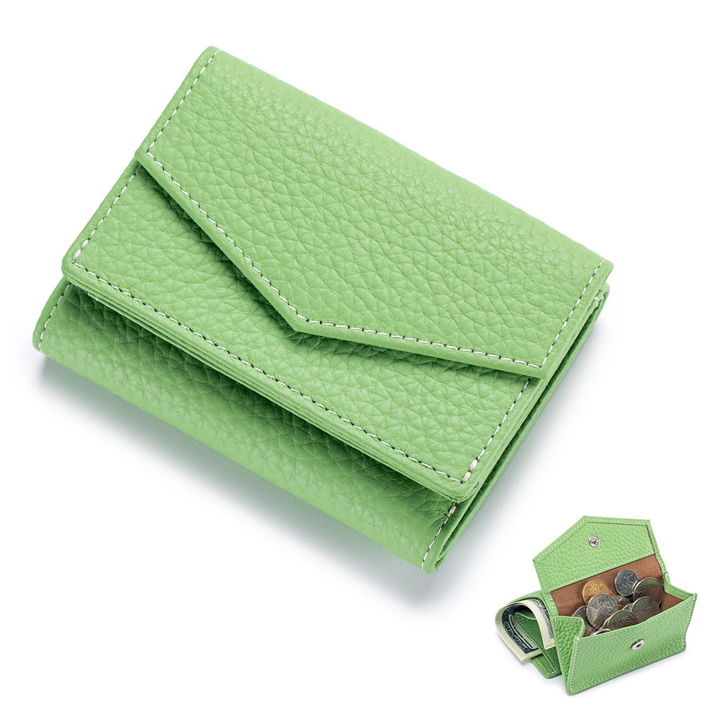 Women's High-grade Leather Short Trifold Mini Slot Ladies Wallets