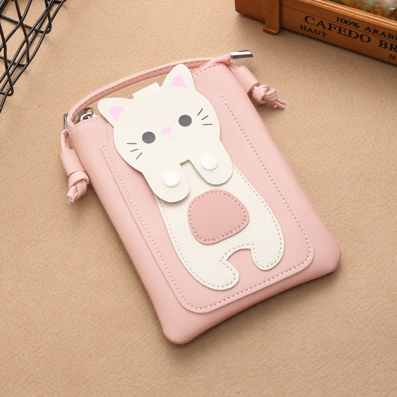 Women's Fashion Korean Simple Cat Long Mini Phone Bags