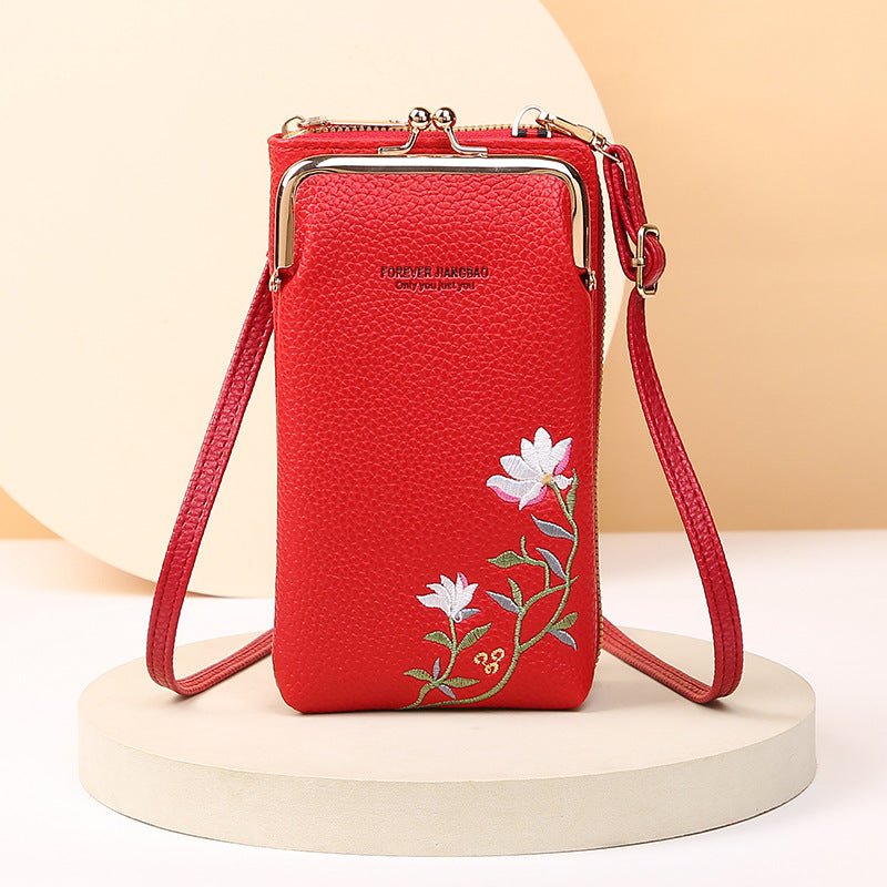 Korean Style Fashionable Litchi Pattern Solid Crossbody Bags