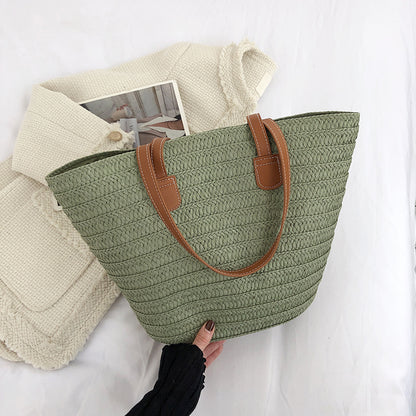 Women's Woven Large Capacity Vacation Beach Vegetable Handbags