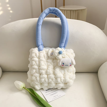 Beaver Hand-woven Material Cotton Candy Cloud Crossbody Bags