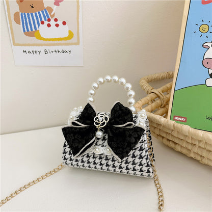 Fashion Autumn Pearl Cute Bow Mini Children's Shoulder Bags