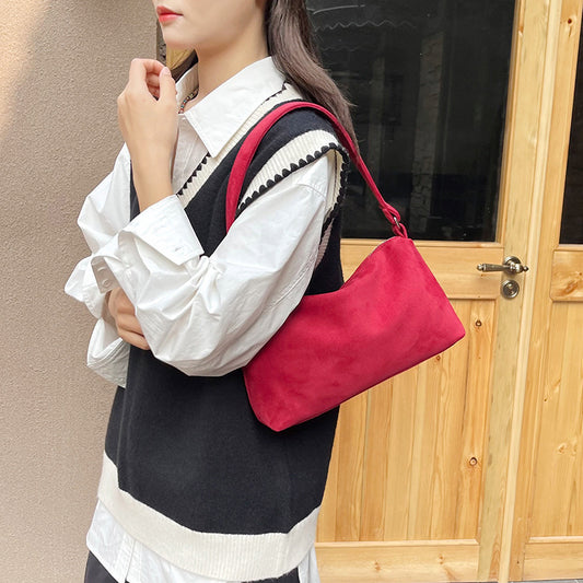 Women's Niche Retro Suede Soft Underarm Simple Shoulder Bags