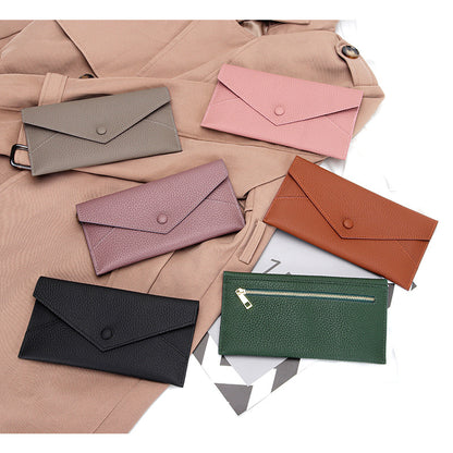 Women's Long Genuine Leather Soft Banknote Clip Ladies Wallets