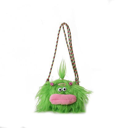 Cute Long Hair Monster Creative Braid Crossbody Bags