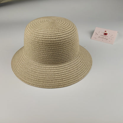 Chapeau de soleil en papier paille d'été pour enfants Mini porte-monnaie pour enfants