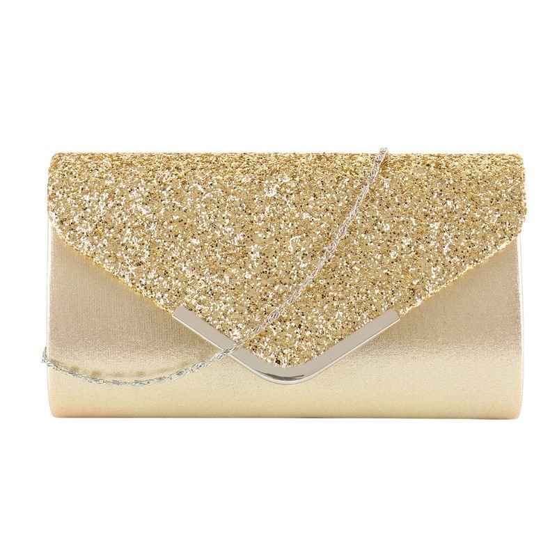 Women's Fashion Clutch Sequined Leather Magnetic Snap Handbags