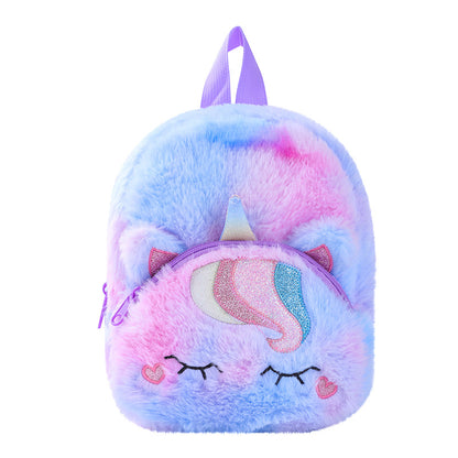 Sacs d'école pour adolescents en peluche avec licorne de dessin animé mignon pour les loisirs des élèves du primaire